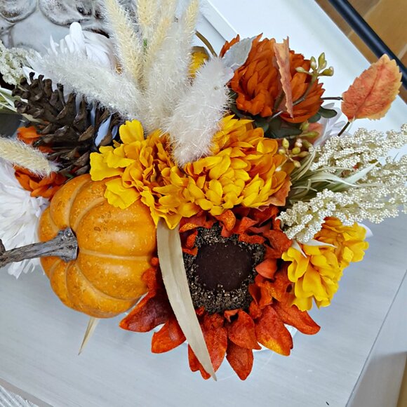 NEW! EXQUISITE FARMHOUSE BOHO Pumpkin FLORAL DECOR - Picture 3 of 5